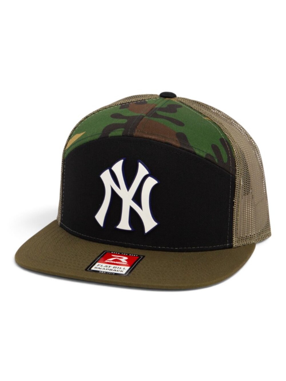 New York Yankees NY White 3D Snapback Seven-Panel Flat Bill Trucker Hat- Camo